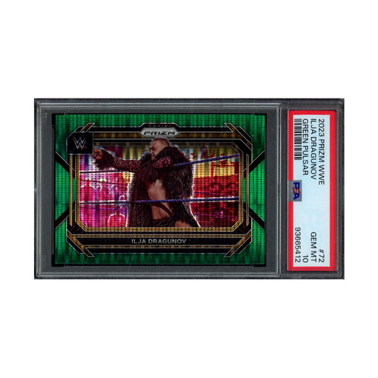 Ilja Dragunov 2023 Panini Prizm WWE Green Pulsar Prizm /25 PSA 10