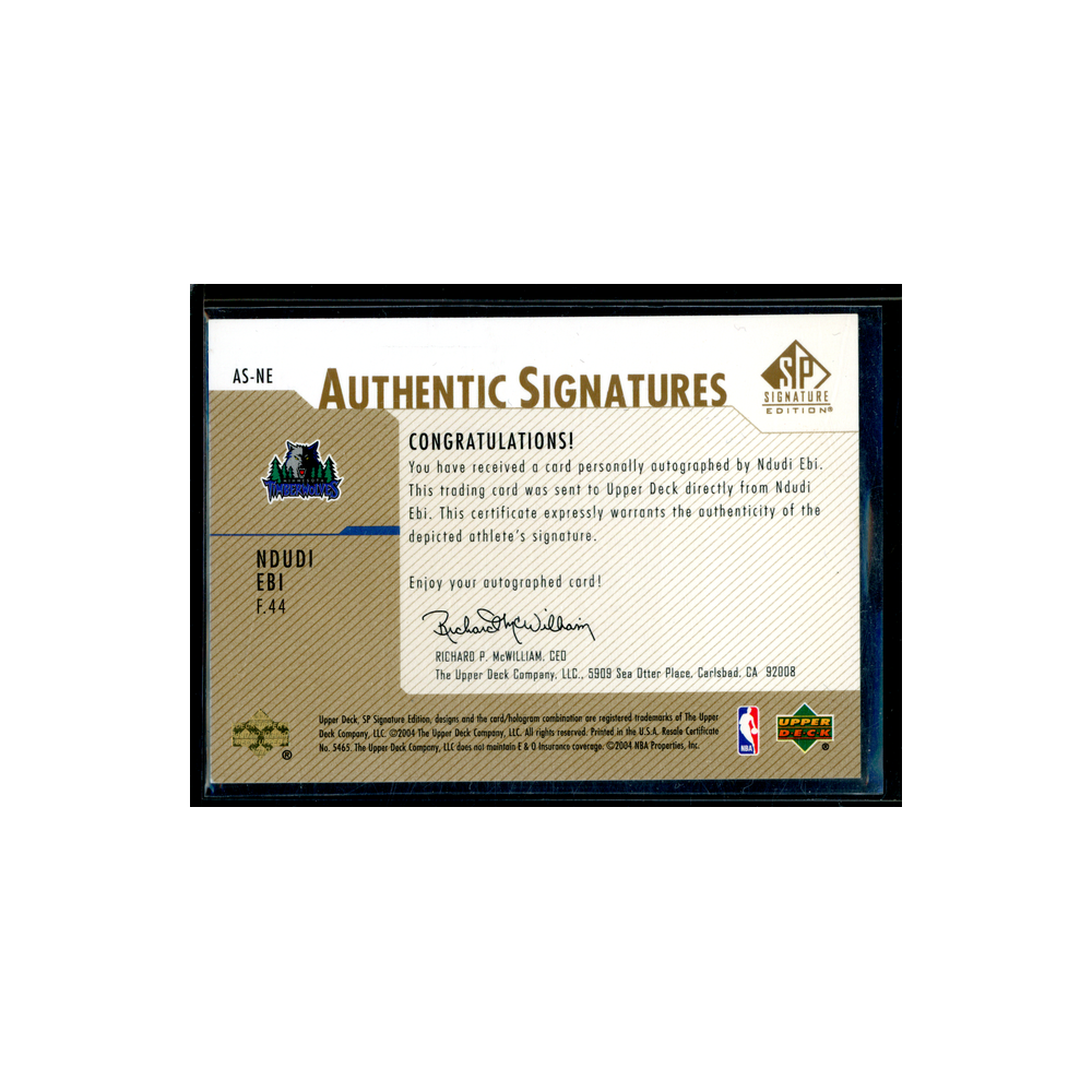 Ndudi Ebi 2004 Upper Deck Authentic Signatures Auto Gold /50