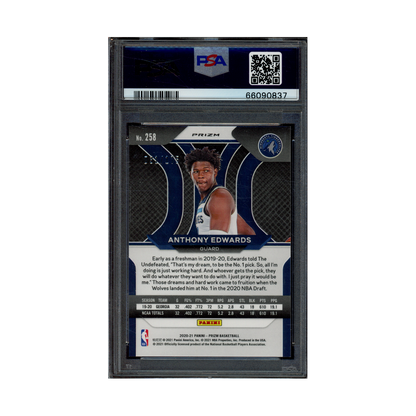 Anthony Edwards 2020 Panini Prizm Basketball Fast Break Blue Prizm Rookie /175 PSA 9 *READ*