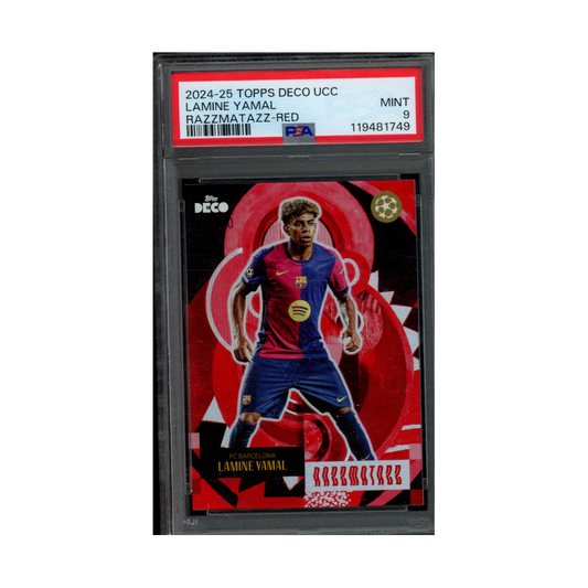 Lamine Yamal 2024-25 Topps Deco UCC Razzmatazz Red /10 PSA 9