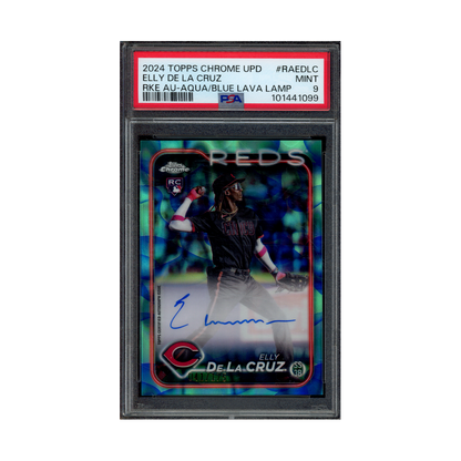 Elly De La Cruz 2024 Topps Chrome Update Rookie Auto Blue Lava Lamp /175 PSA 9