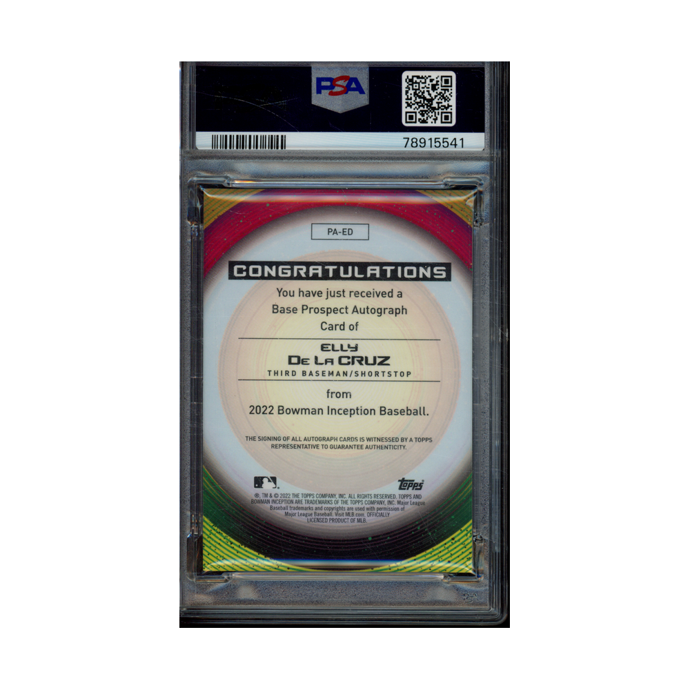 Elly De La Cruz 2022 Bowman Inception Prospect Auto Blue Foil /99 PSA 9