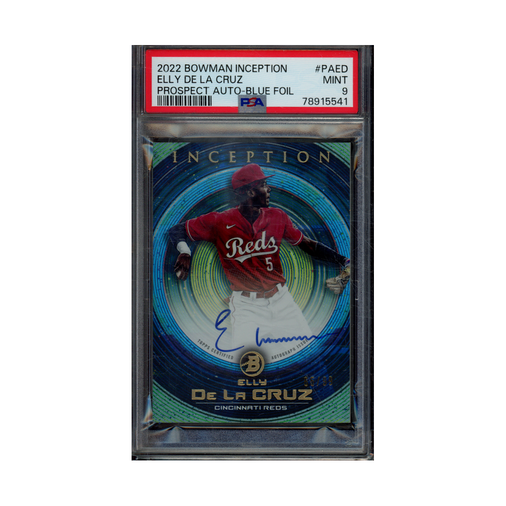 Elly De La Cruz 2022 Bowman Inception Prospect Auto Blue Foil /99 PSA 9