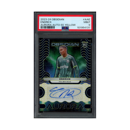 Endrick 2023-24 Panini Obsidian Soccer Aurora Auto Yellow /10 PSA 9