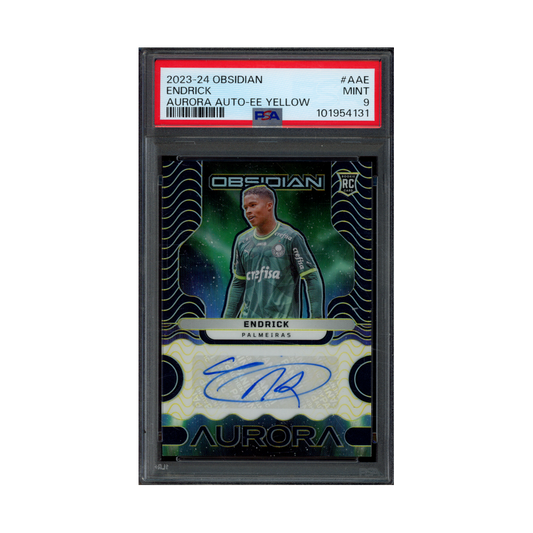 Endrick 2023-24 Panini Obsidian Soccer Aurora Auto Yellow /10 PSA 9
