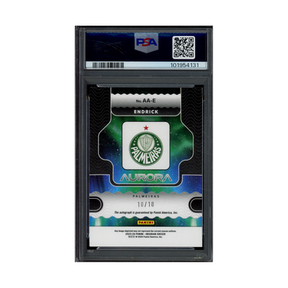 Endrick 2023-24 Panini Obsidian Soccer Aurora Auto Yellow /10 PSA 9