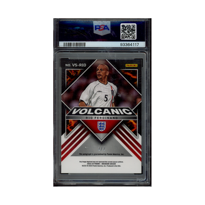 Rio Ferdinand 2022-23 Panini Obsidian Soccer Volcanic Auto Green /2 PSA 9