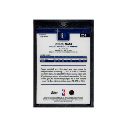 Cooper Flagg 2025 Topps Chrome Basketball Magenta Refractor Rookie /399