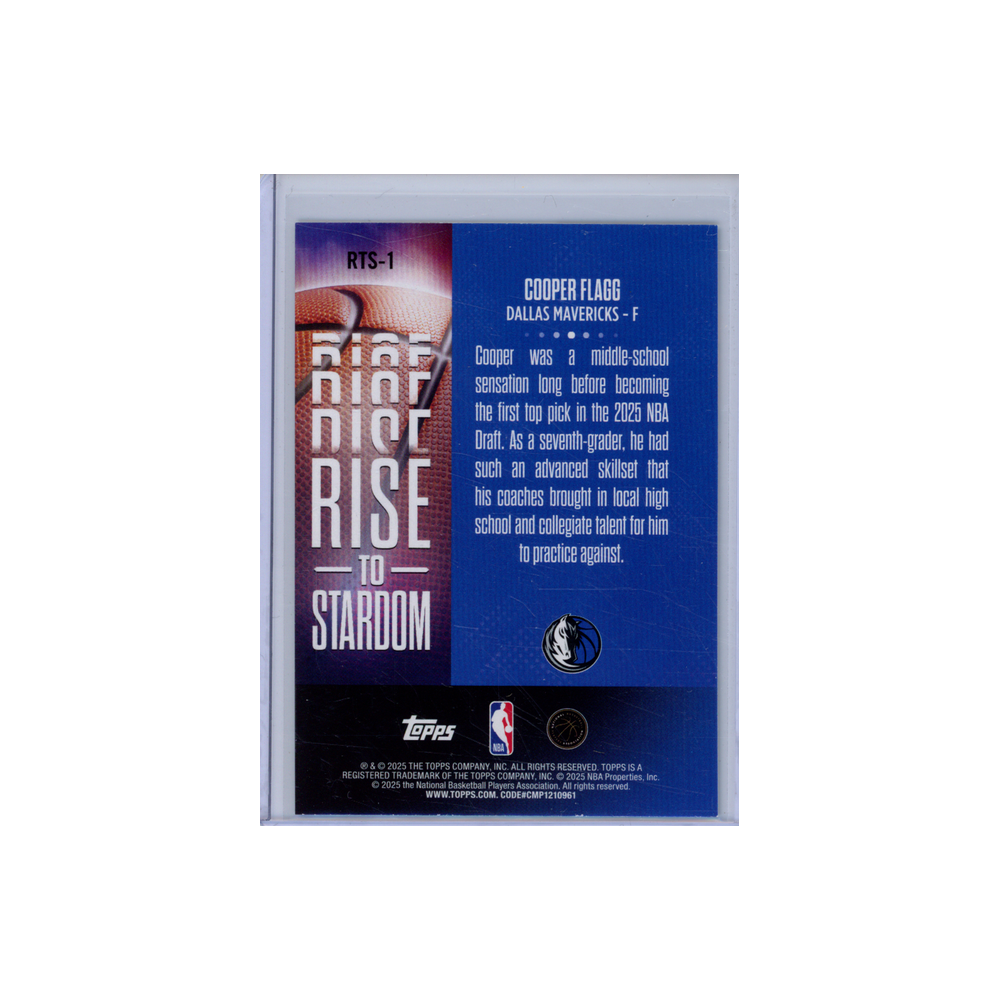 Cooper Flagg 2025 Topps Rise to Stardom Rookie