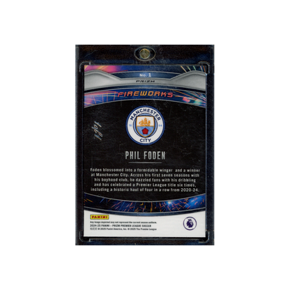 Phil Foden 2024-25 Panini Prizm PL Soccer Fireworks Black Prizm 1/1