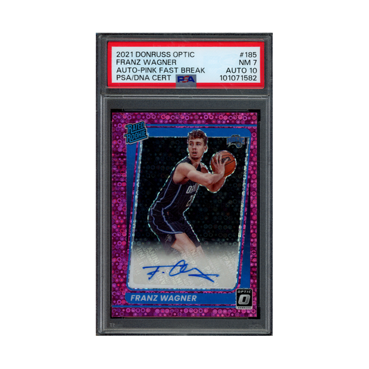 Franz Wagner 2021 Panini Donruss Optic Basketball Rated Rookie Auto Pink /20 PSA 7/10