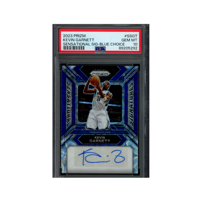 Kevin Garnett 2023 Panini Prizm Basketball Sensational Signatures Blue Choice Auto /35 PSA 10