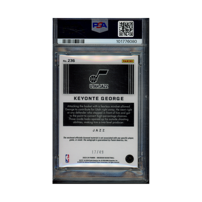 Keyonte George 2023 Panini Obsidian Basketball RPA Purple /49 PSA 9