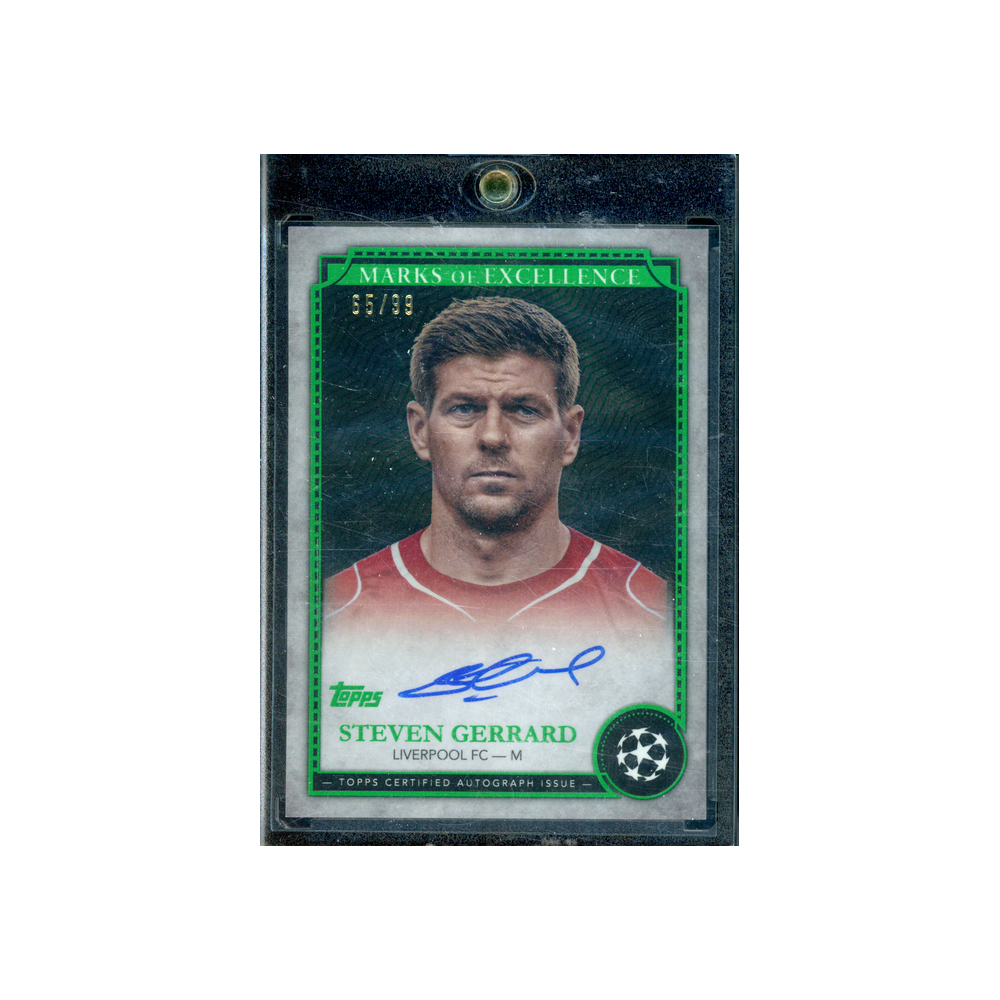 Steven Gerrard 2024 Topps Chrome UCC Marks of Excellence Auto Green /99