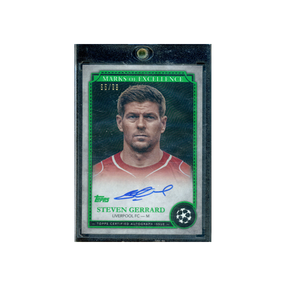 Steven Gerrard 2024 Topps Chrome UCC Marks of Excellence Auto Green /99