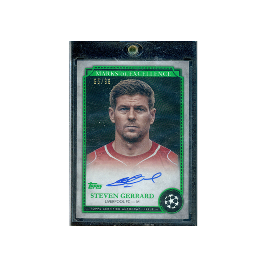 Steven Gerrard 2024 Topps Chrome UCC Marks of Excellence Auto Green /99
