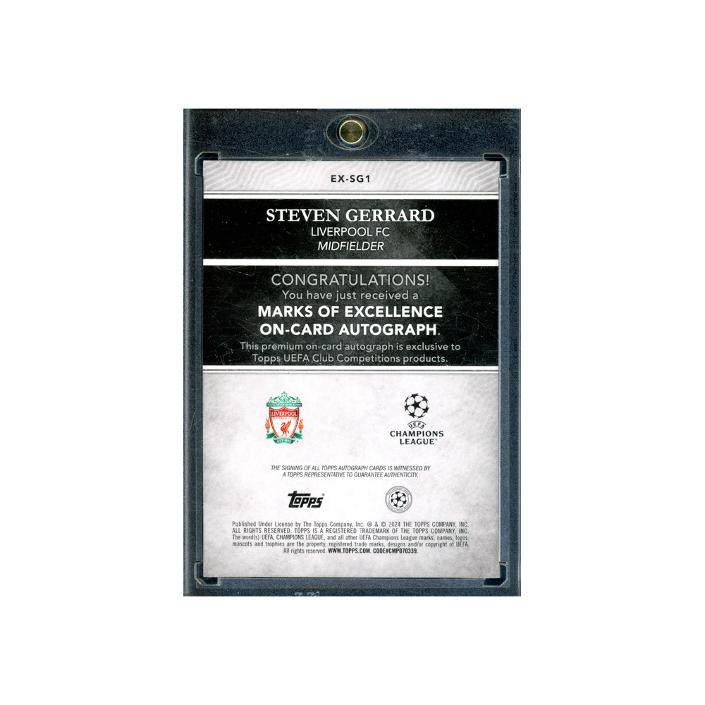 Steven Gerrard 2024 Topps Chrome UCC Marks of Excellence Auto Green /99