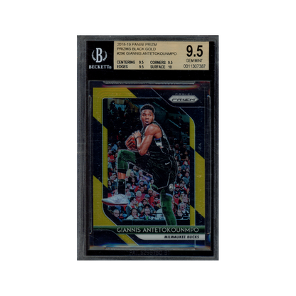 Giannis Antetokounmpo 2018-19 Panini Prizm Black Gold Prizm /5 BGS 9.5