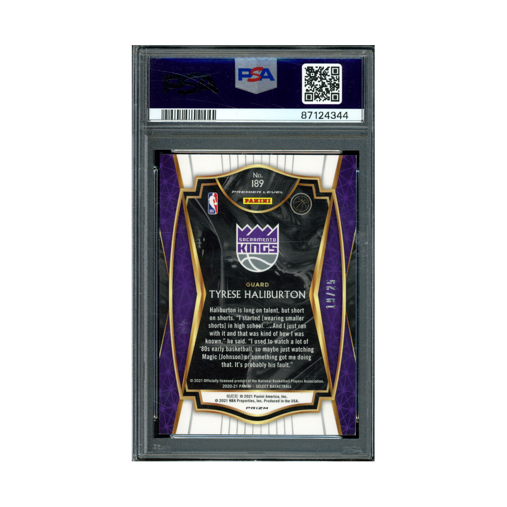 Tyrese Haliburton 2020 Panini Select Basketball Blue White Green Flash Rookie /25 PSA 9