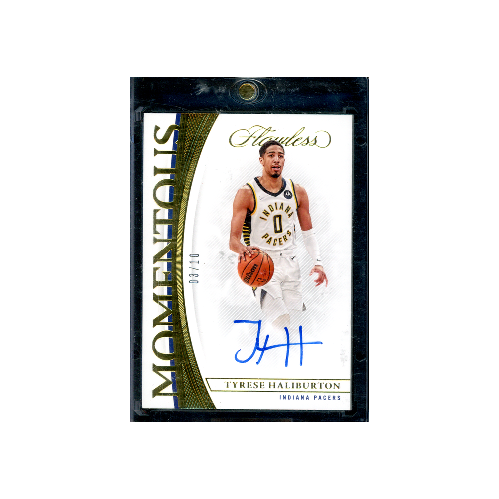 Tyrese Haliburton 2021-22 Panini Flawless Basketball Momentous Auto Gold /10