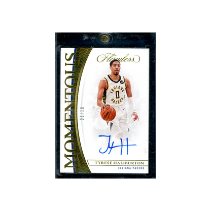 Tyrese Haliburton 2021-22 Panini Flawless Basketball Momentous Auto Gold /10