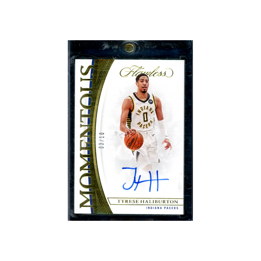Tyrese Haliburton 2021-22 Panini Flawless Basketball Momentous Auto Gold /10