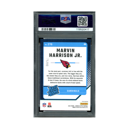 Marvin Harrison 2024 Panini Donruss Optic Football Rated Rookie Pink Velocity /80 PSA 8