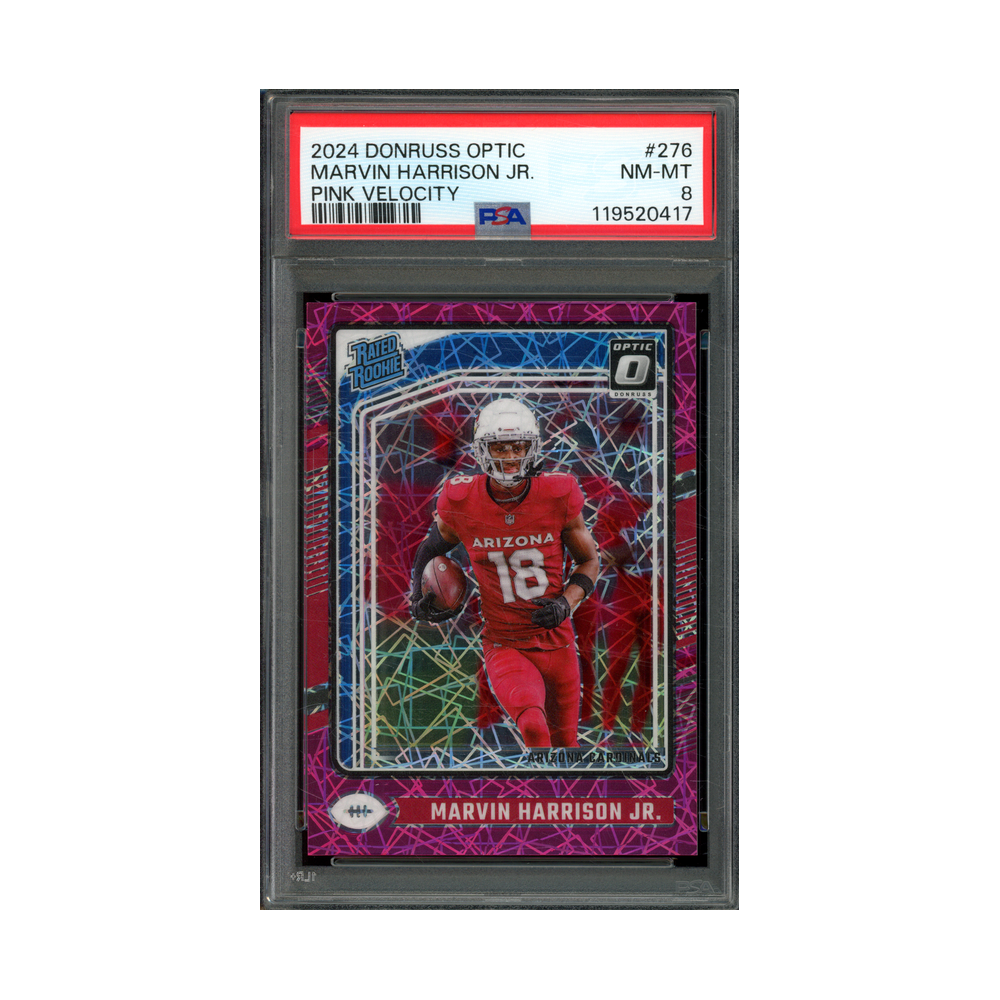 Marvin Harrison 2024 Panini Donruss Optic Football Rated Rookie Pink Velocity /80 PSA 8