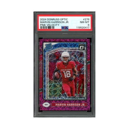Marvin Harrison 2024 Panini Donruss Optic Football Rated Rookie Pink Velocity /80 PSA 8