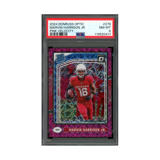 Marvin Harrison 2024 Panini Donruss Optic Football Rated Rookie Pink Velocity /80 PSA 8
