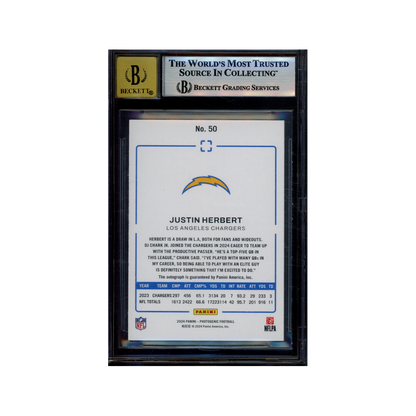 Justin Herbert 2024 Panini Photogenic Football Auto Silver /49 BGS 8.5/10