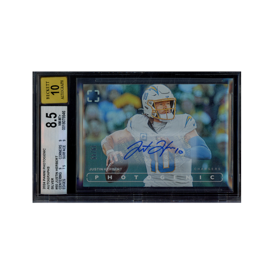 Justin Herbert 2024 Panini Photogenic Football Auto Silver /49 BGS 8.5/10