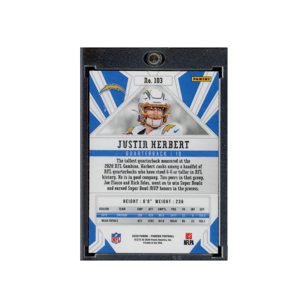 Justin Herbert 2020 Panini Phoenix Football Fire Burst Rookie