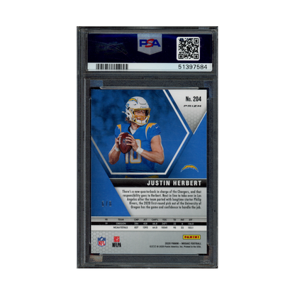 Justin Herbert 2020 Panini Mosaic Football Black Gold Choice Rookie /8 PSA 10