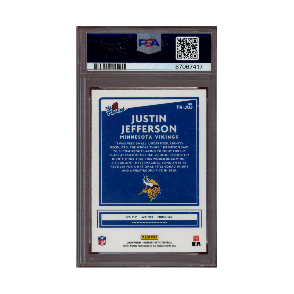 Justin Jefferson 2020 Panini Donruss Optic Football The Rookies PSA 10