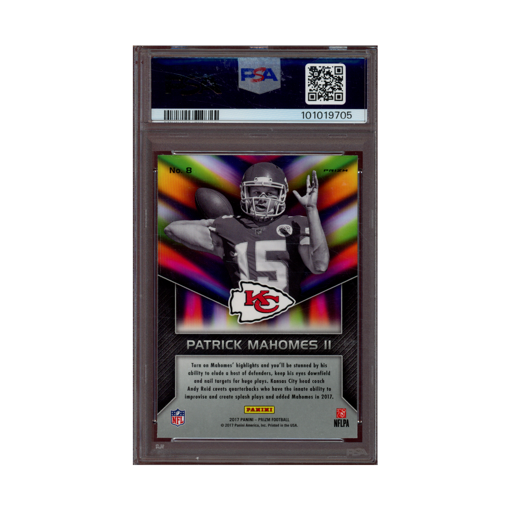 Patrick Mahomes 2017 Panini Prizm Football Instant Impect Prizm Rookie PSA 10