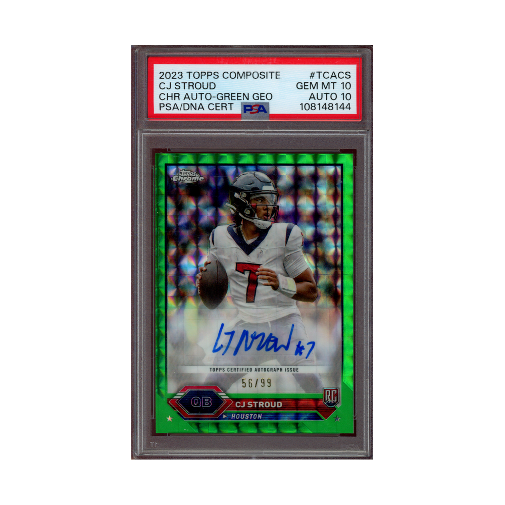 CJ Stroud 2023 Topps Composite Chrome Auto Green Geometric Rookie /99 PSA 10/10