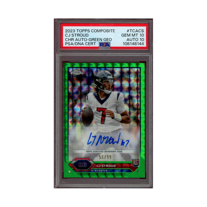 CJ Stroud 2023 Topps Composite Chrome Auto Green Geometric Rookie /99 PSA 10/10
