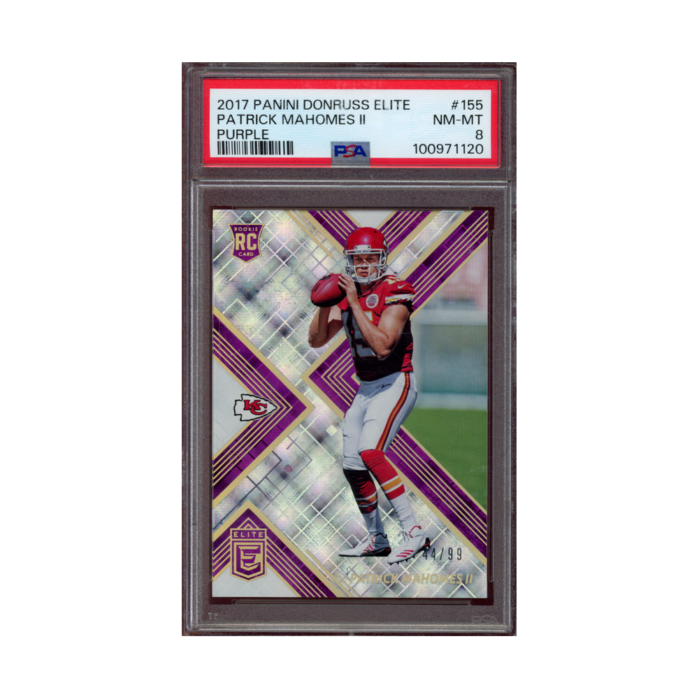 Patrick Mahomes 2017 Panini Donruss Elite Football Rookie Purple /99 PSA 8