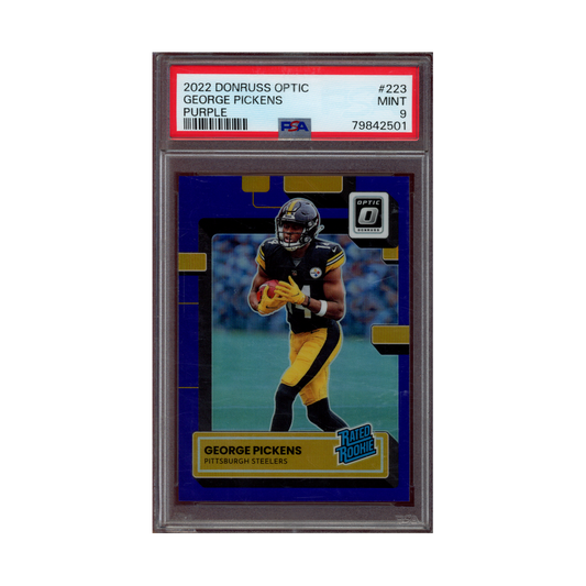 George Pickens 2022 Panini Donruss Optic Football Rated Rookie Purple /50 PSA 9