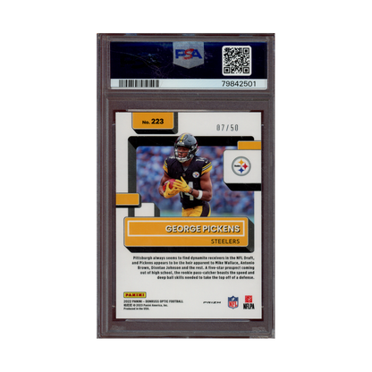 George Pickens 2022 Panini Donruss Optic Football Rated Rookie Purple /50 PSA 9