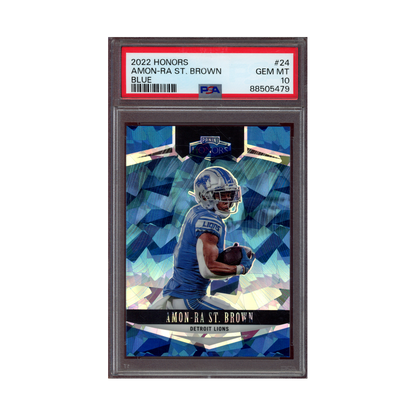 Amon-Ra St. Brown 2022 Panini Honors Blue /15 PSA 10