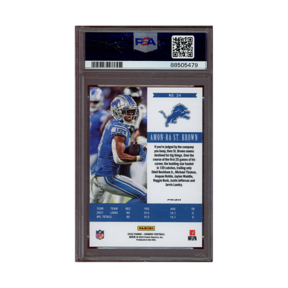 Amon-Ra St. Brown 2022 Panini Honors Blue /15 PSA 10