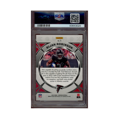 Bijan Robinson 2023 Panini Obsidian Football Equinox Blue Finite Rookie 1/1 PSA 9