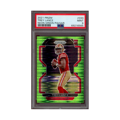 Trey Lance 2021 Panini Prizm Football Neon Green Pulsar Prizm Rookie PSA 9