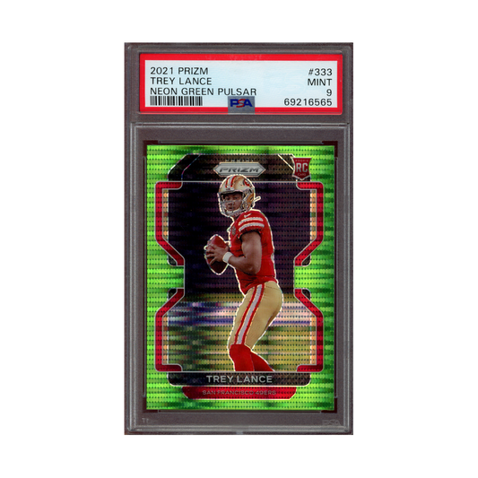 Trey Lance 2021 Panini Prizm Football Neon Green Pulsar Prizm Rookie PSA 9