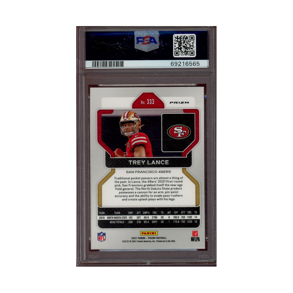 Trey Lance 2021 Panini Prizm Football Neon Green Pulsar Prizm Rookie PSA 9