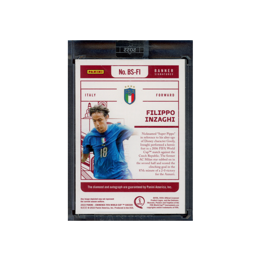 Filipo Inzaghi 2022 Panini Eminence Fifa WC Soccer Banner Signatures Auto /5