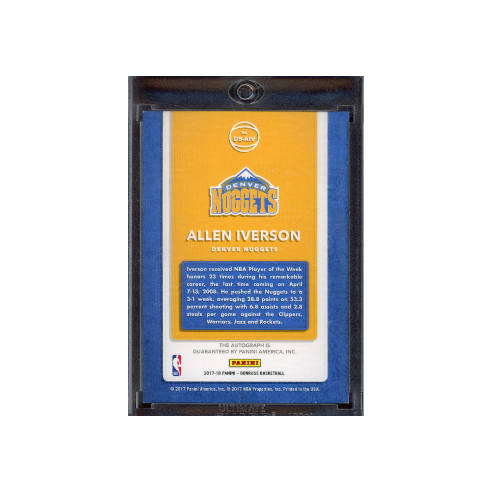 Allen Iverson 2017-18 Panini Donruss Basketball Dominator Auto Gold /10