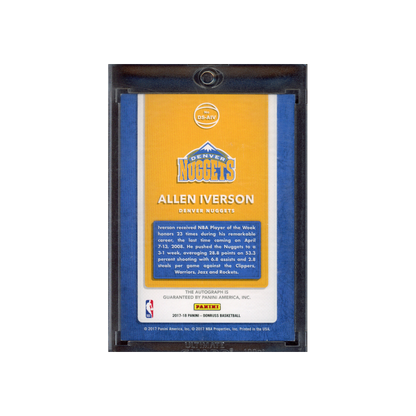 Allen Iverson 2017-18 Panini Donruss Basketball Dominator Auto Gold /10